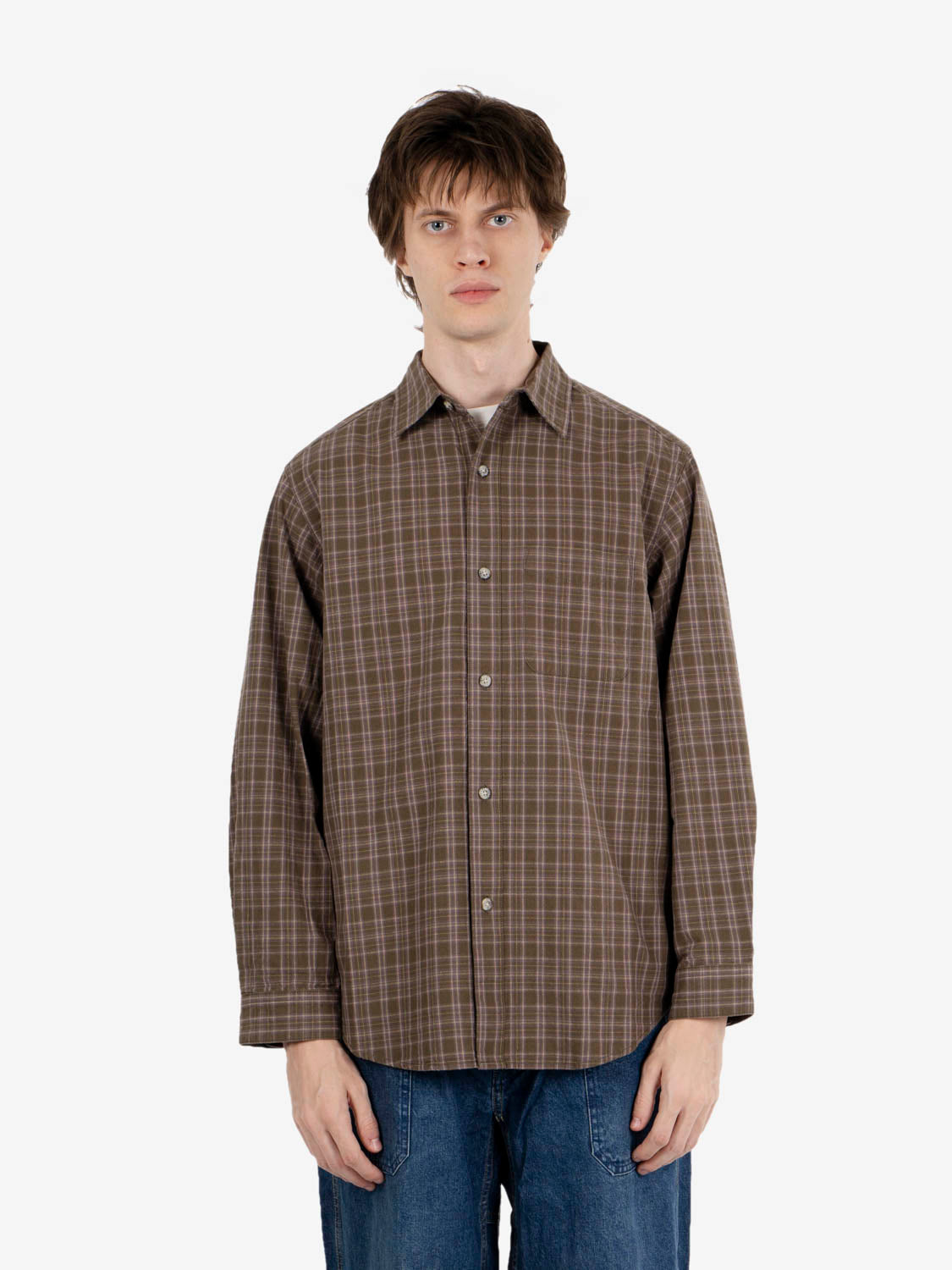 Heavy weight checkered shirt violet