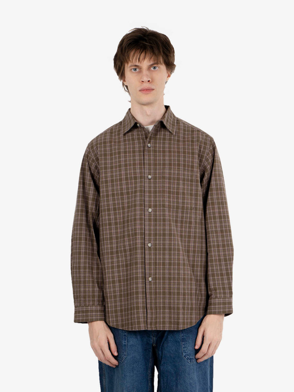 Heavy weight checkered shirt violet