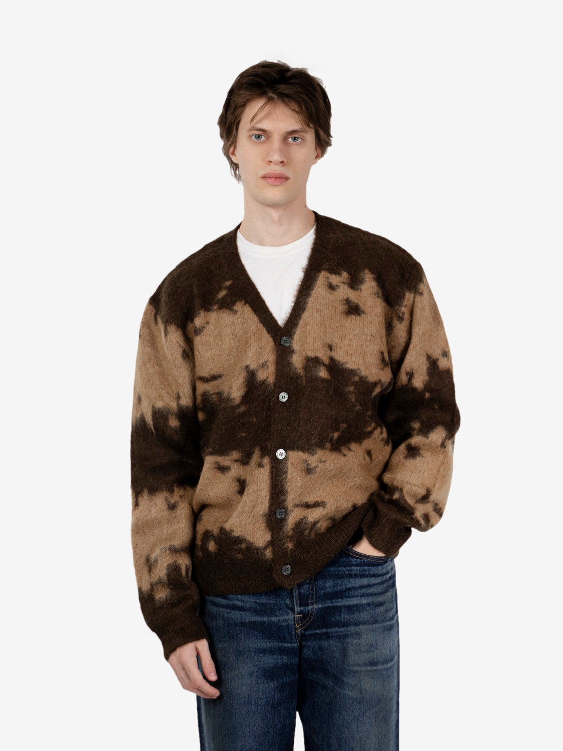 Mohair Splatter cardigan taupe splatter