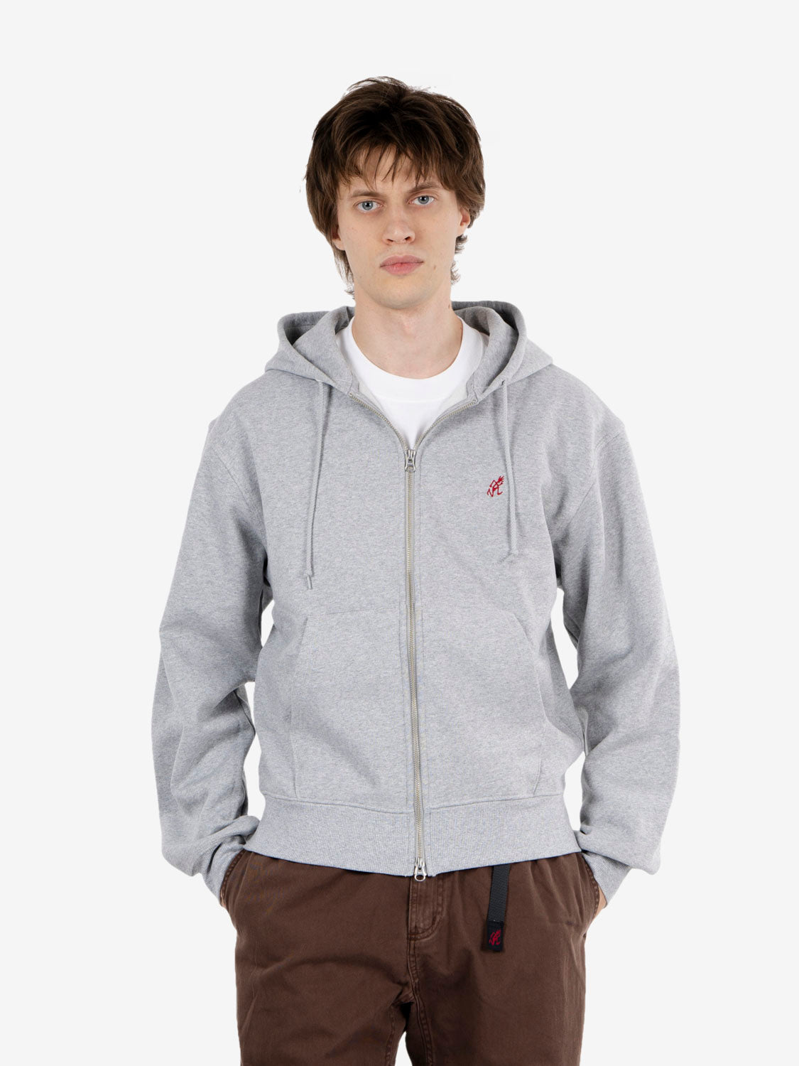 One Point zip hooded sweatshirt grey heather