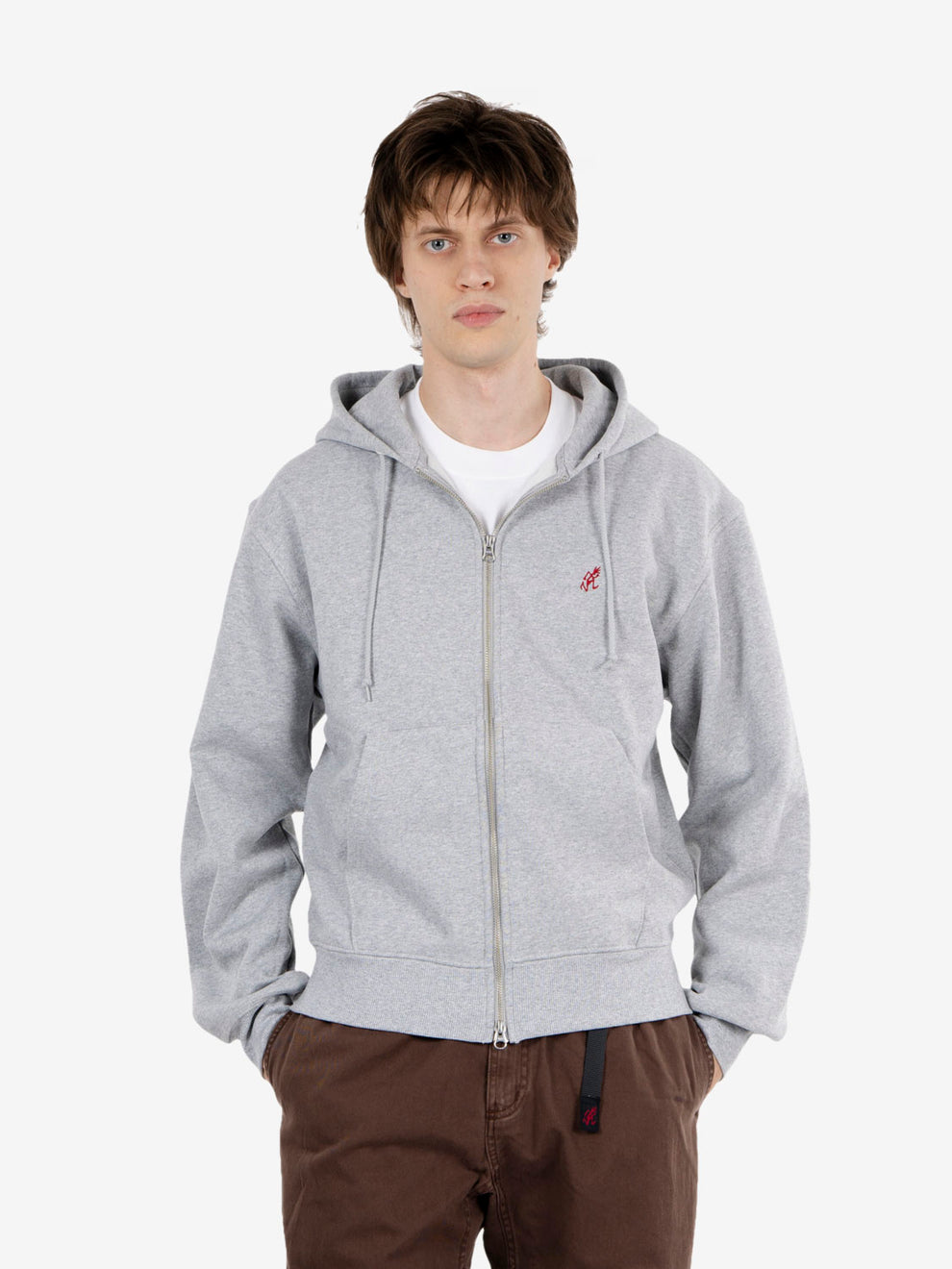 One Point zip hooded sweatshirt grey heather