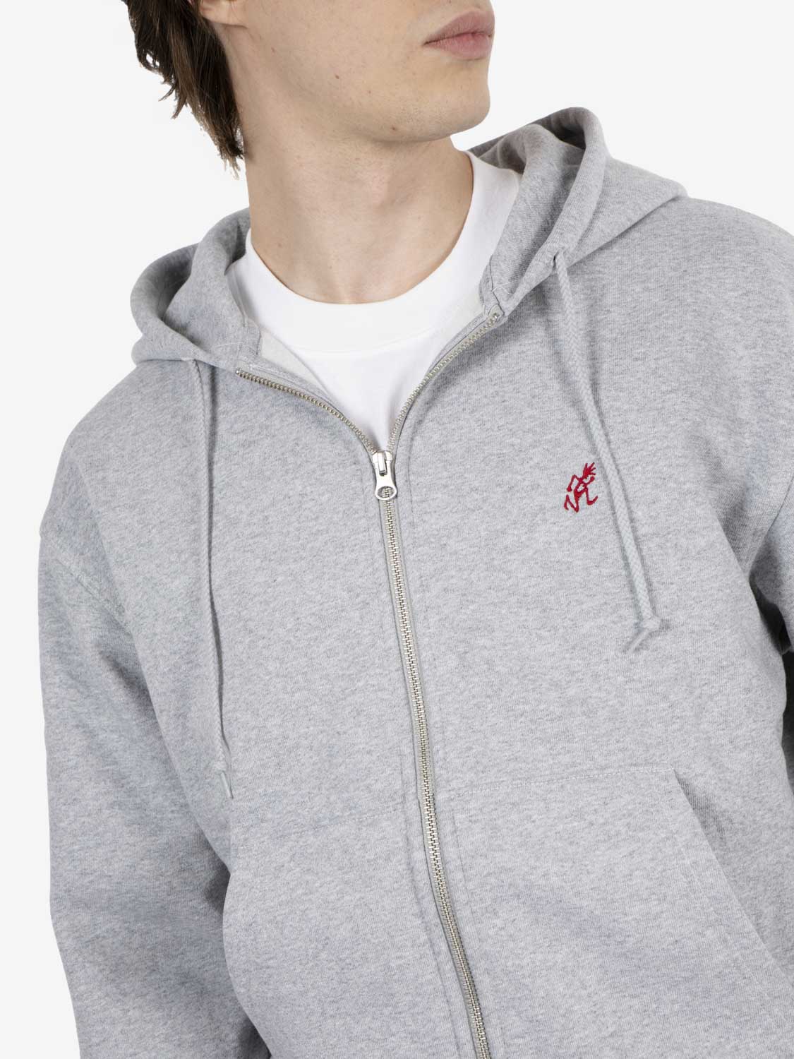 One Point zip hooded sweatshirt grey heather