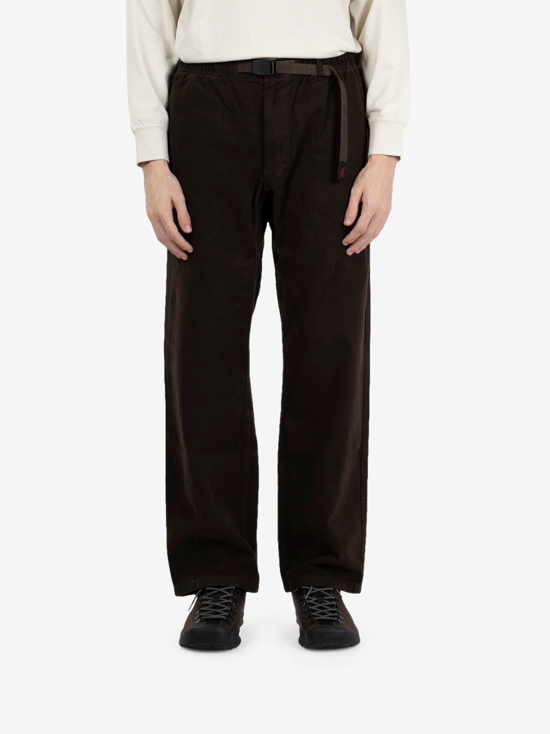 Pantaloni classici in twill invernale color caffè
