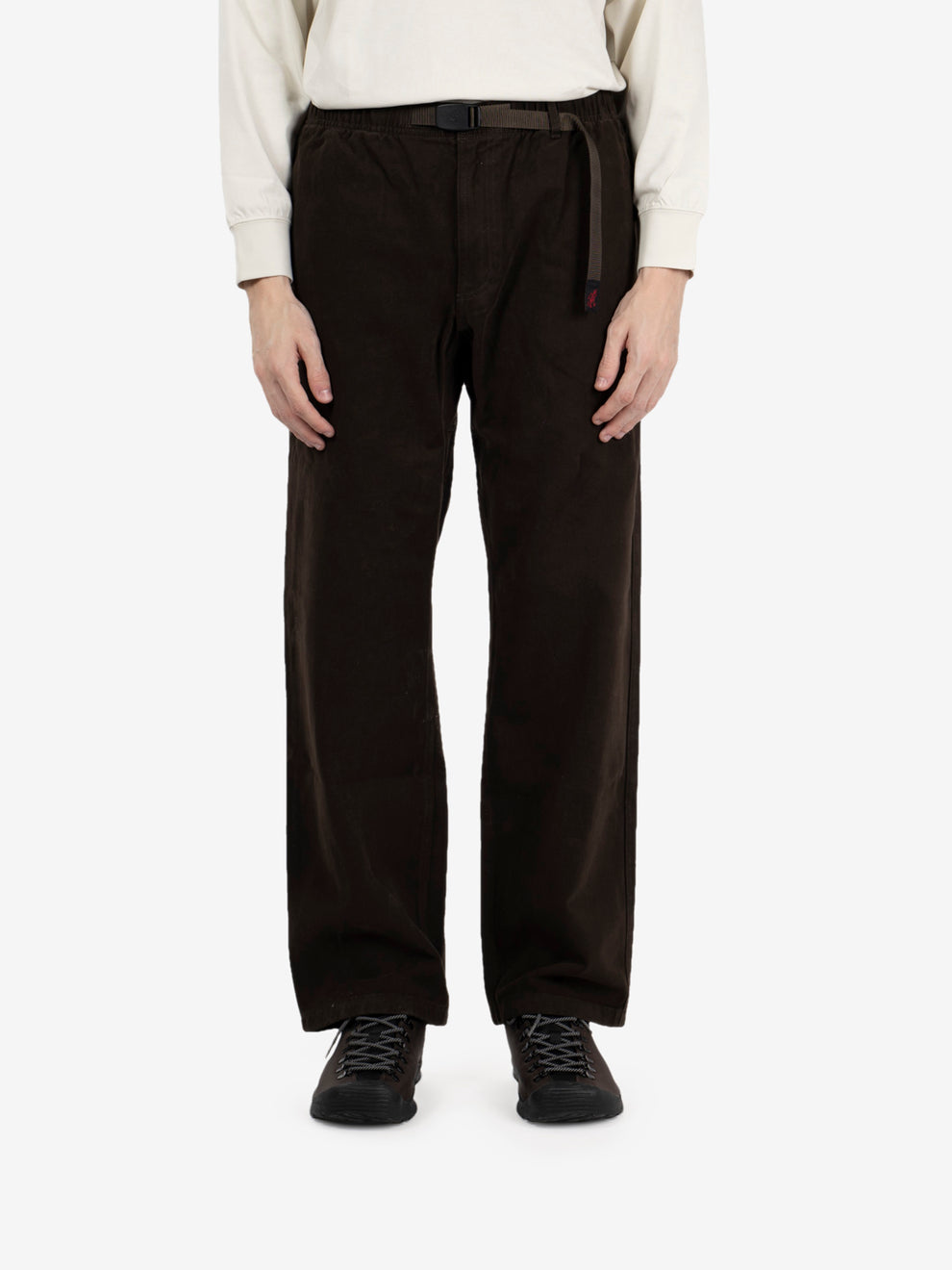 Pantaloni classici in twill invernale color caffè