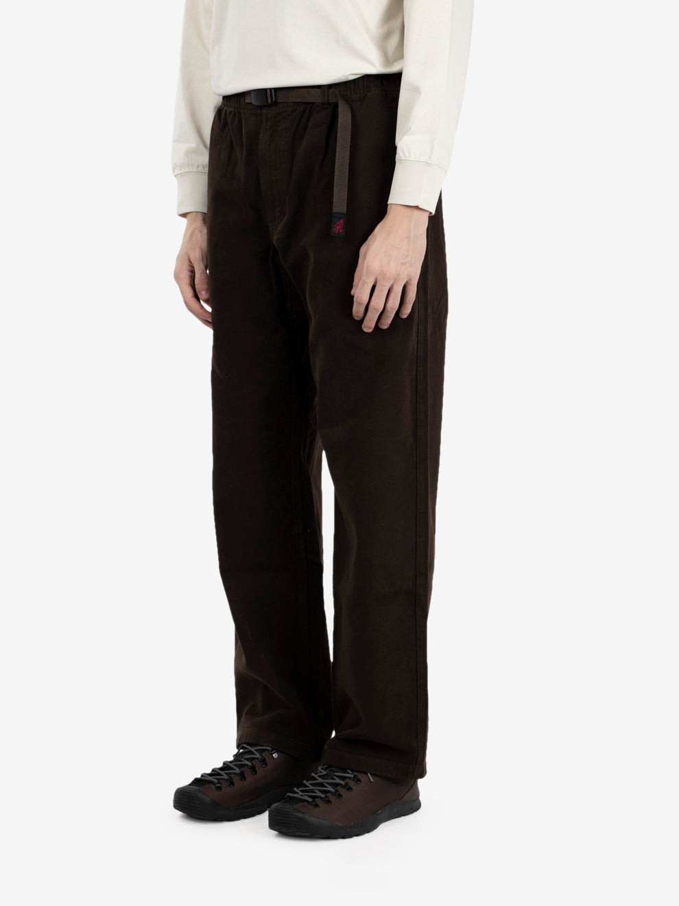 Pantaloni classici in twill invernale color caffè