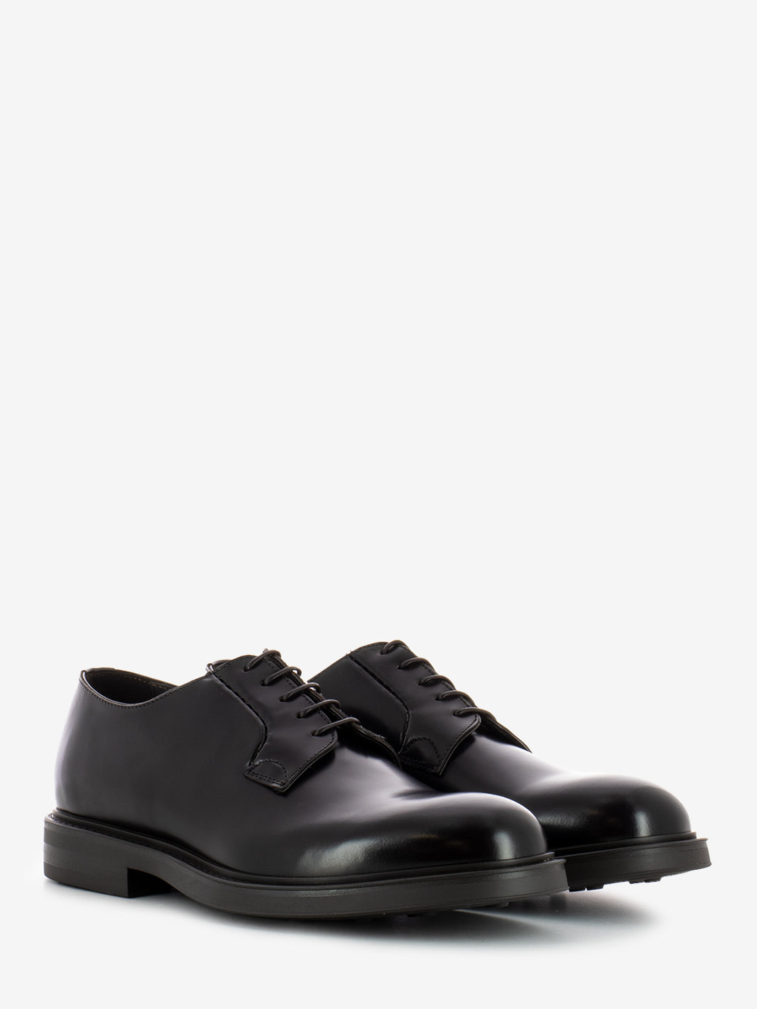 Brown leather derby with rubber sole