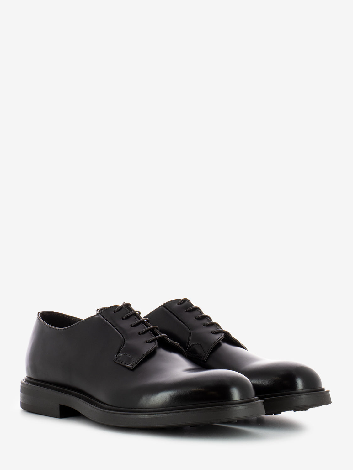 Brown leather derby with rubber sole