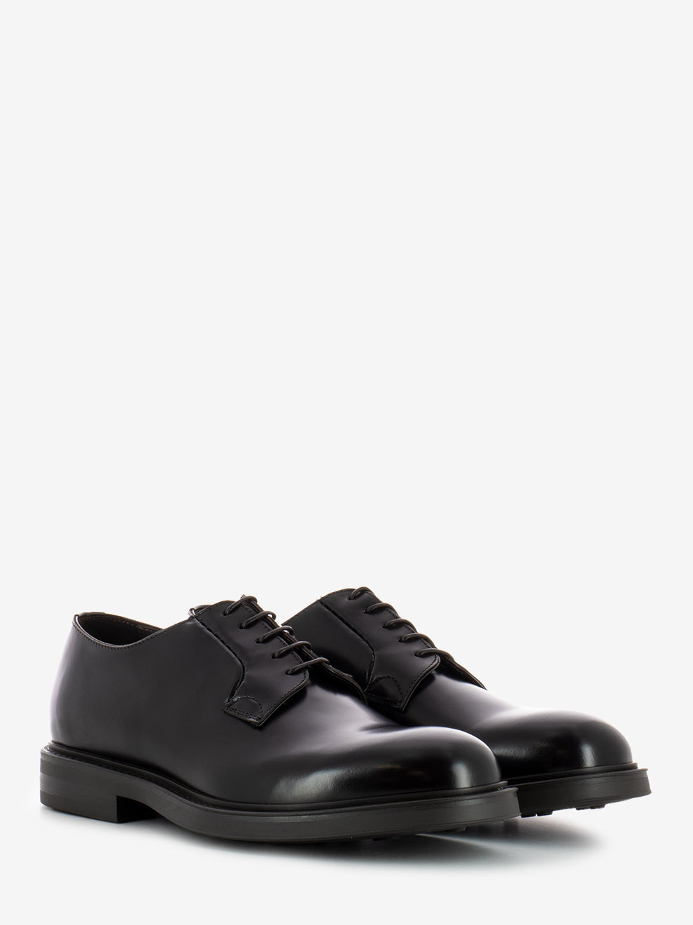 Brown leather derby with rubber sole