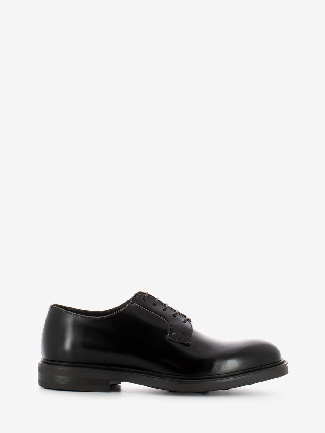 Brown leather derby with rubber sole