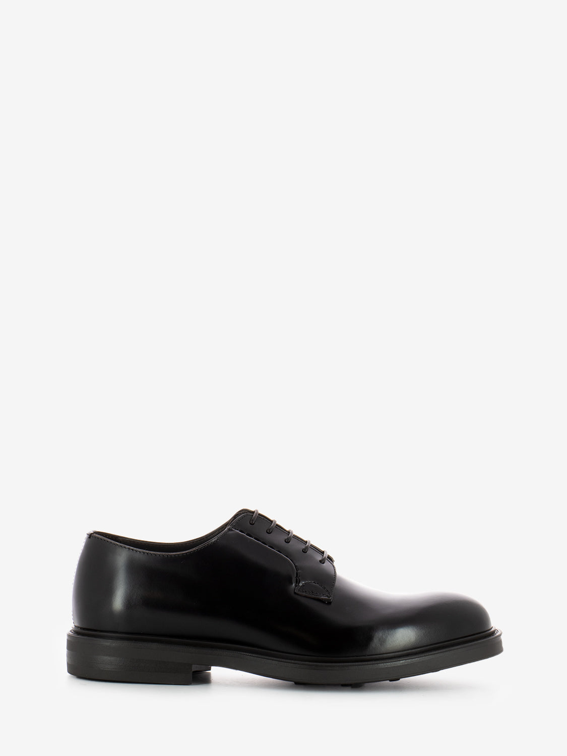 Brown leather derby with rubber sole