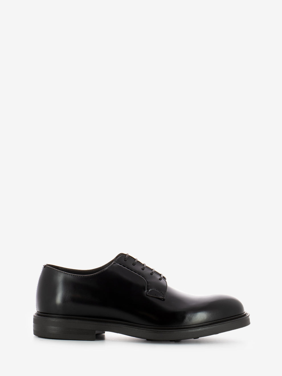 Brown leather derby with rubber sole