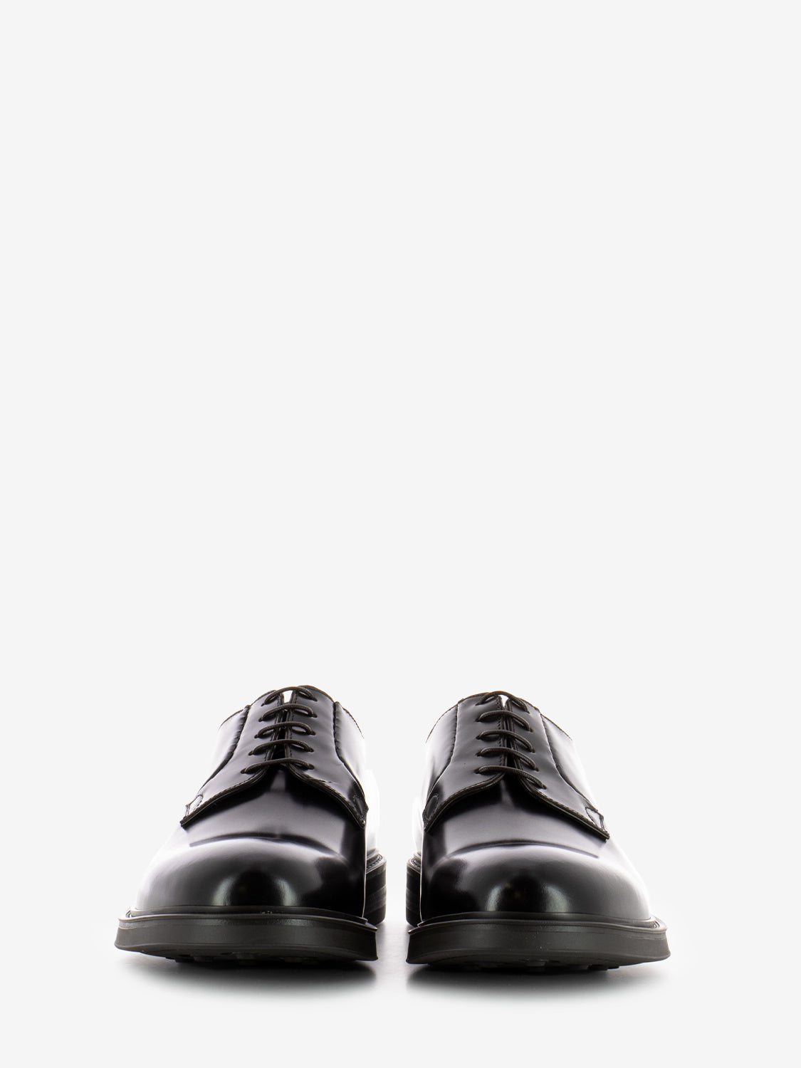Brown leather derby with rubber sole