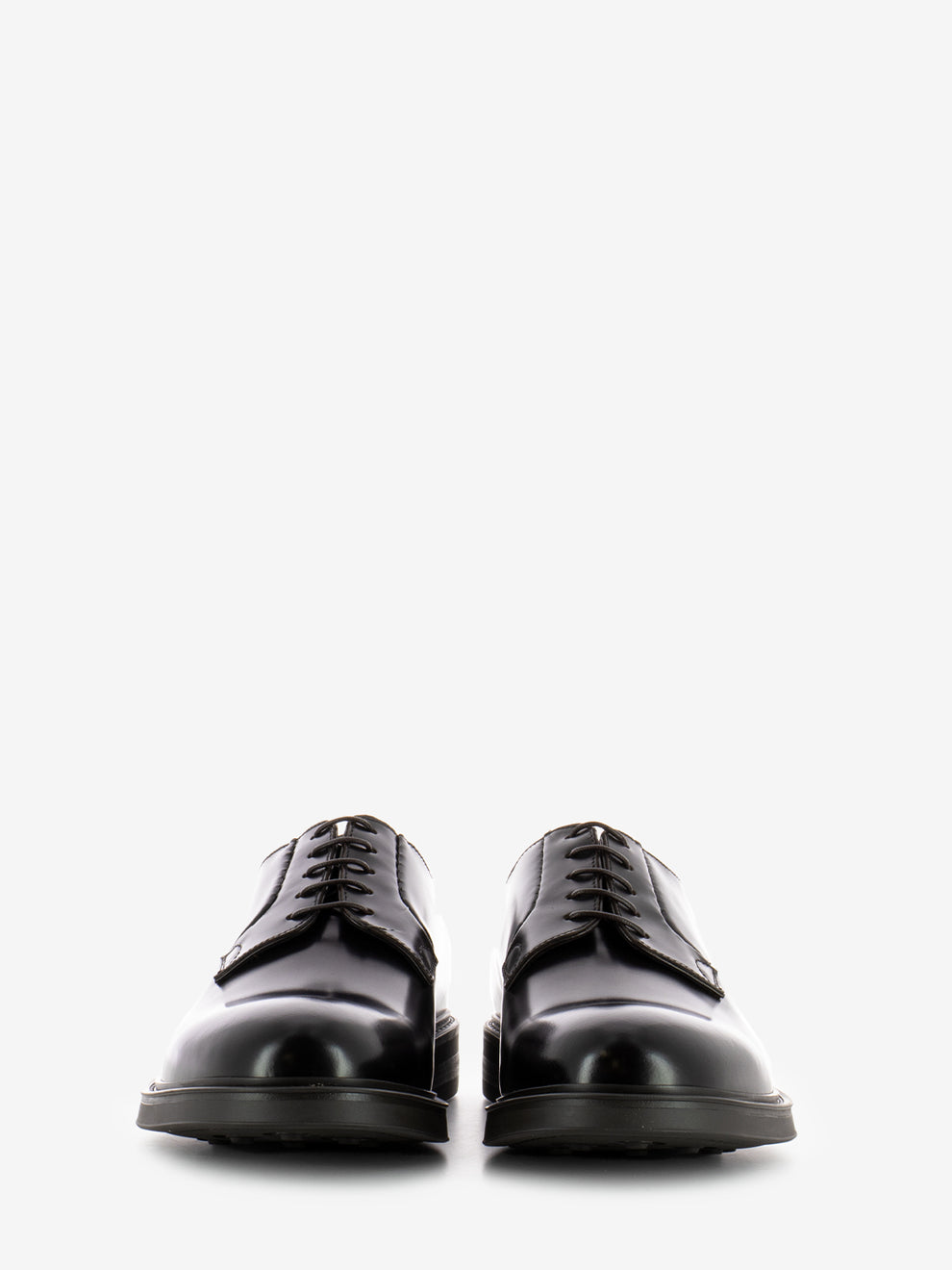 Brown leather derby with rubber sole