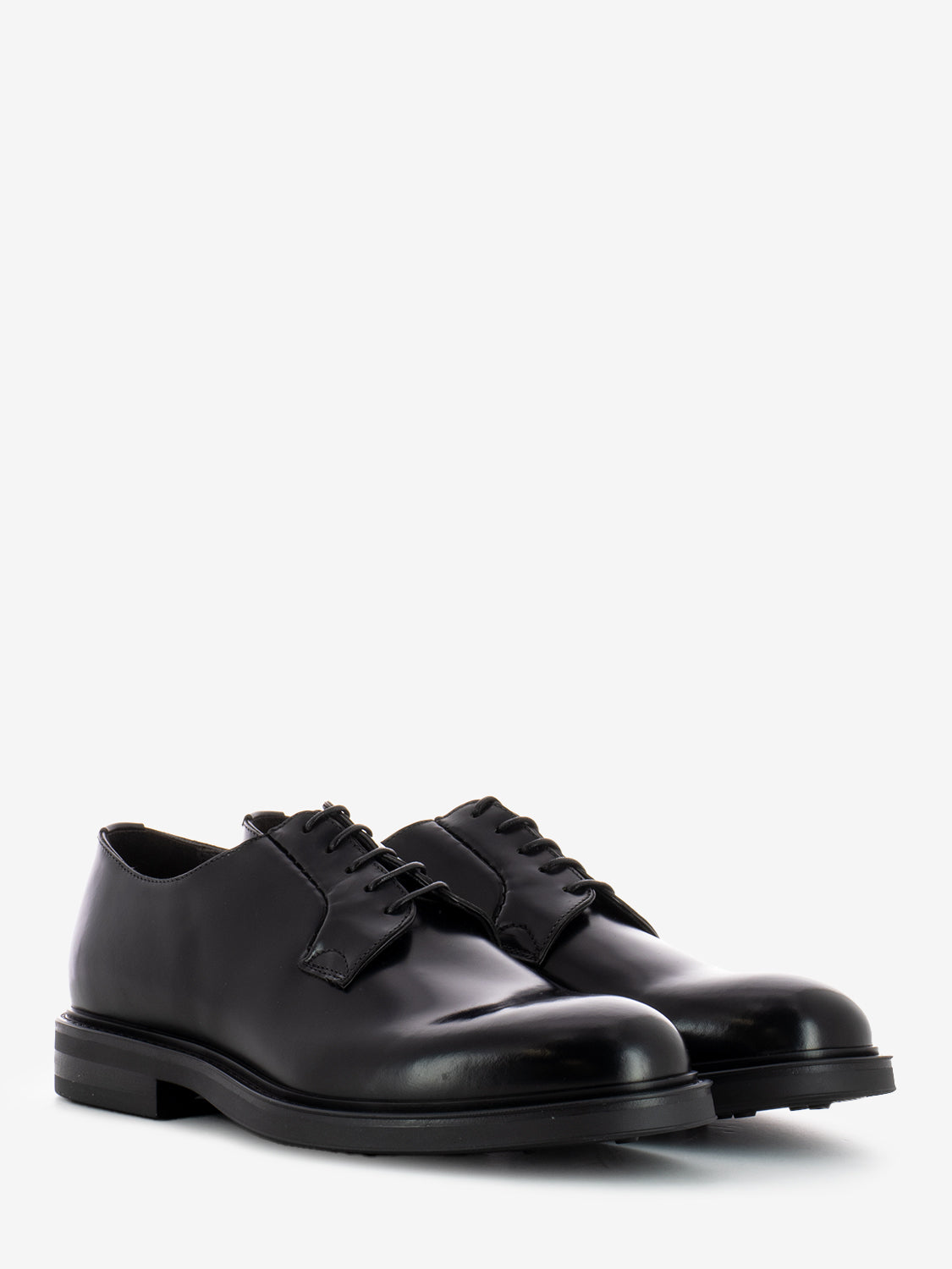 Black leather derby shoes with rubber sole