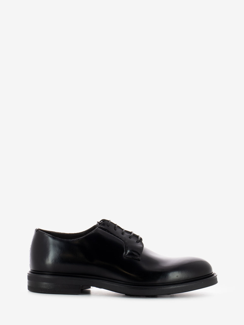 Black leather derby shoes with rubber sole