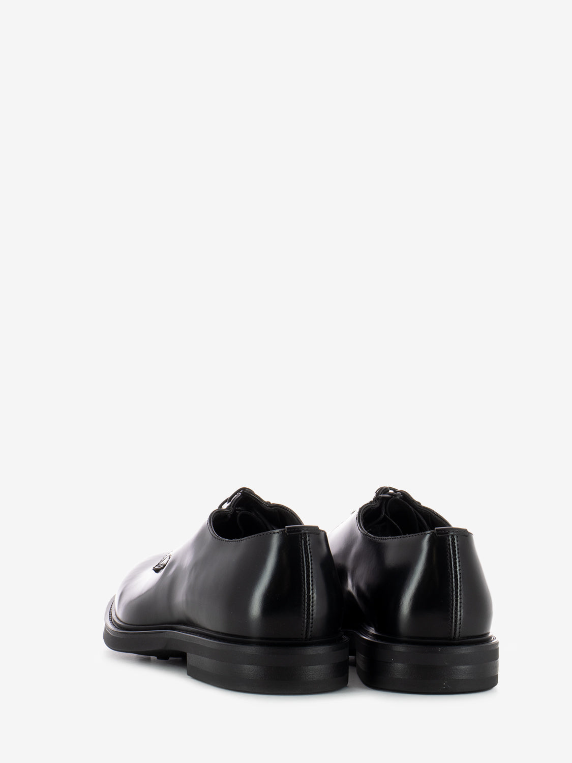 Black leather derby shoes with rubber sole