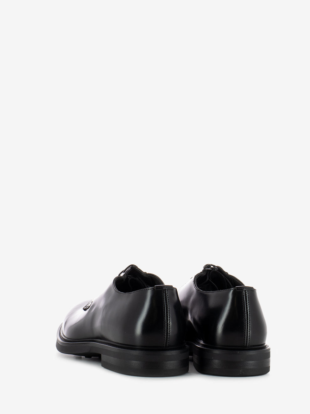 Black leather derby shoes with rubber sole