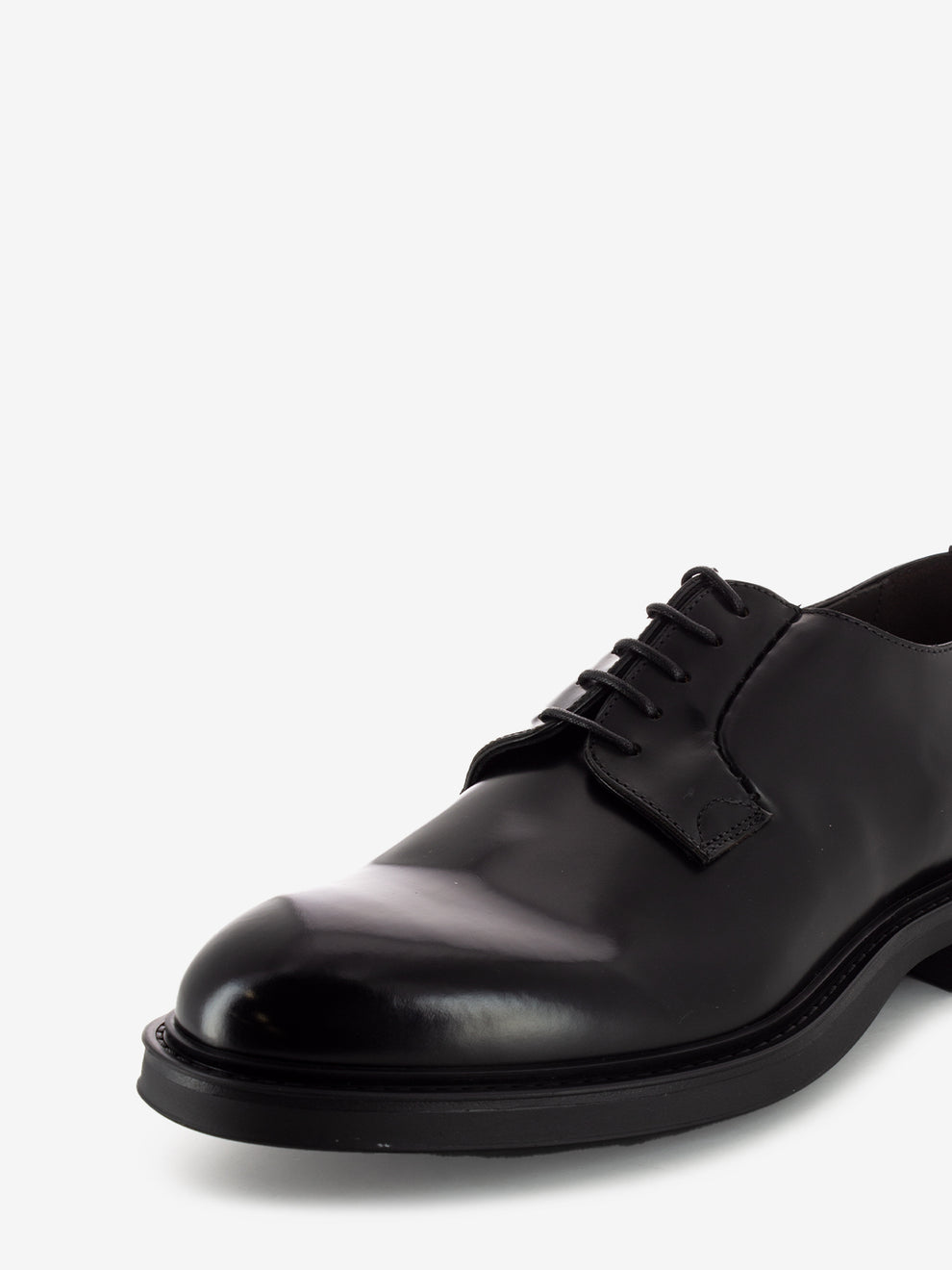 Black leather derby shoes with rubber sole