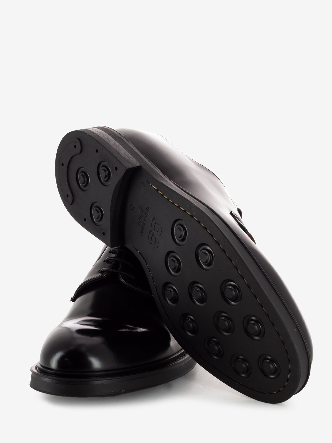 Black leather derby shoes with rubber sole
