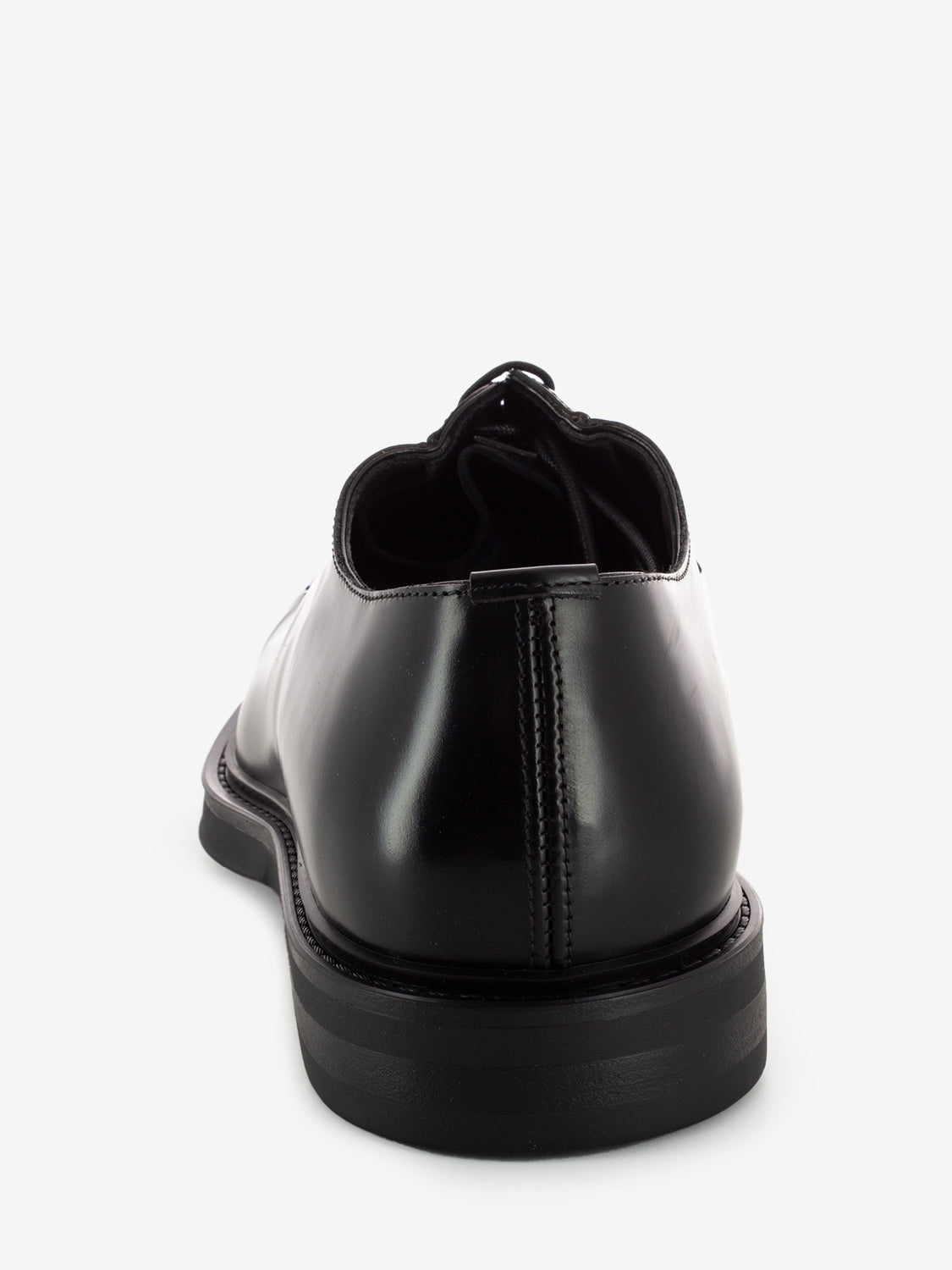 Black leather derby shoes with rubber sole