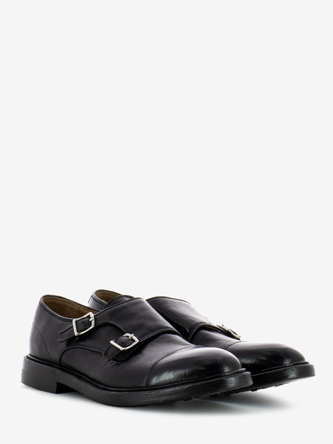 Black Buckle Leather Loafers