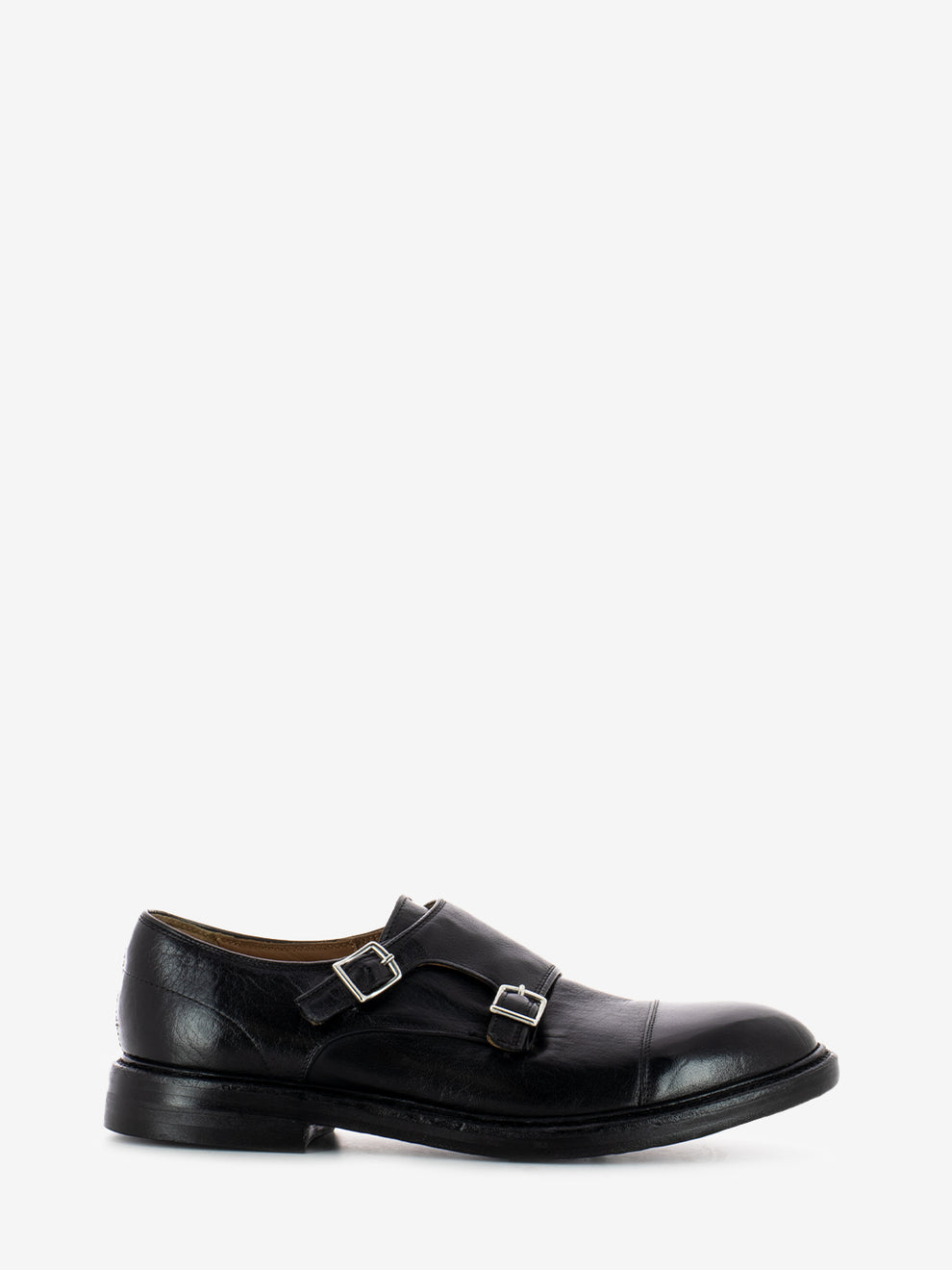 Black Buckle Leather Loafers