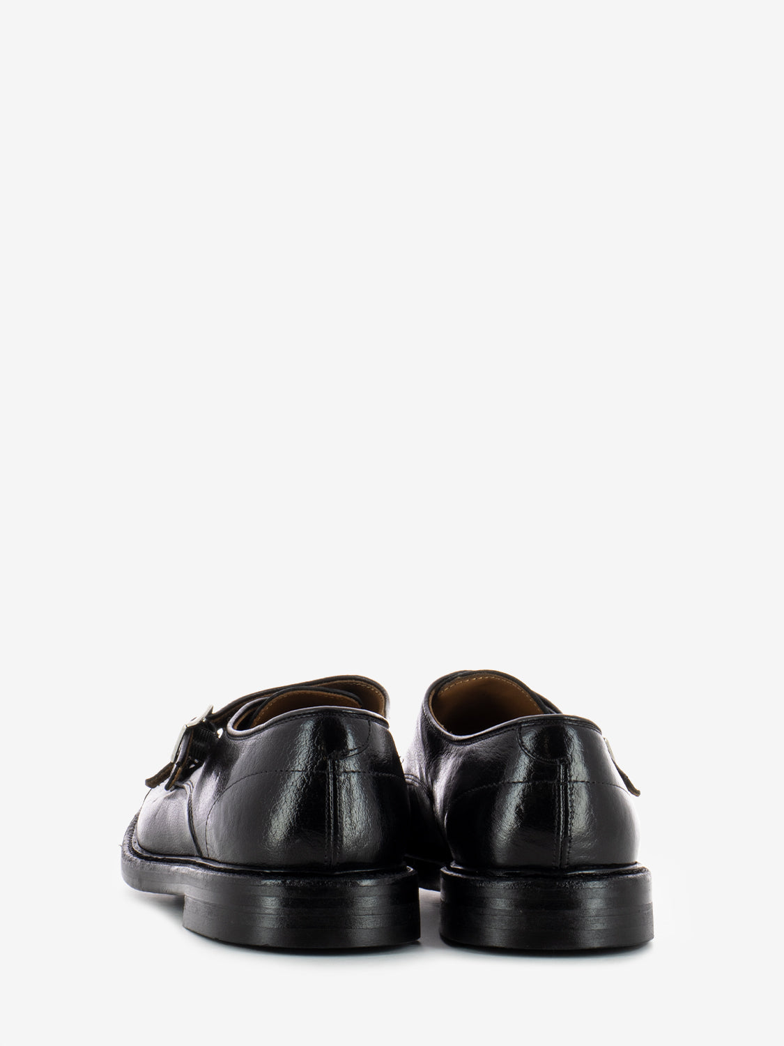 Black Buckle Leather Loafers