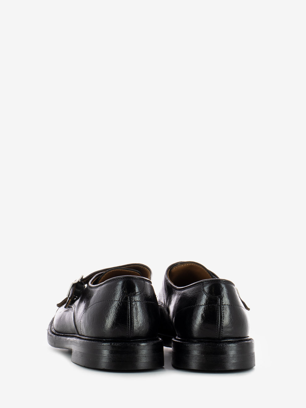 Black Buckle Leather Loafers