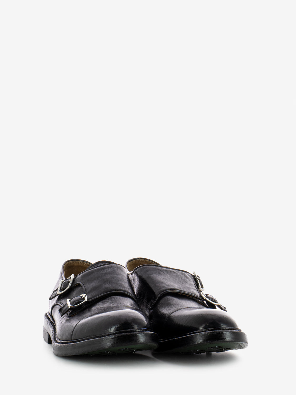 Black Buckle Leather Loafers