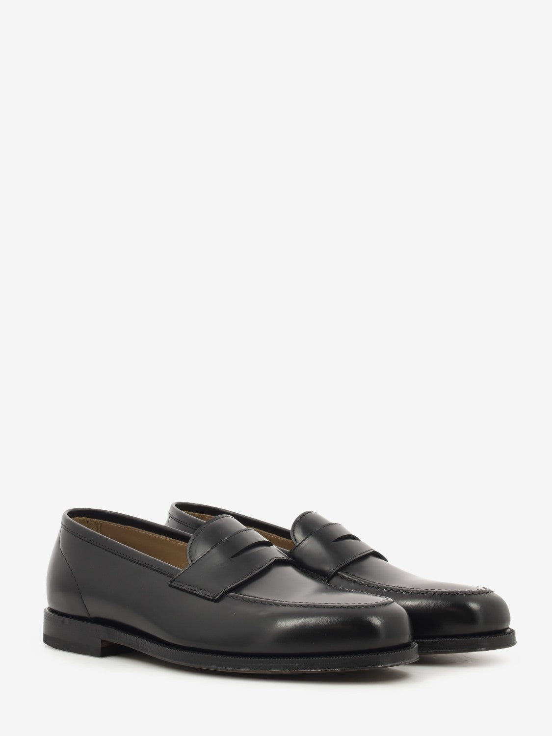 Black polished leather loafers