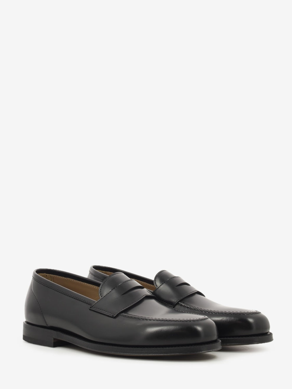 Black polished leather loafers