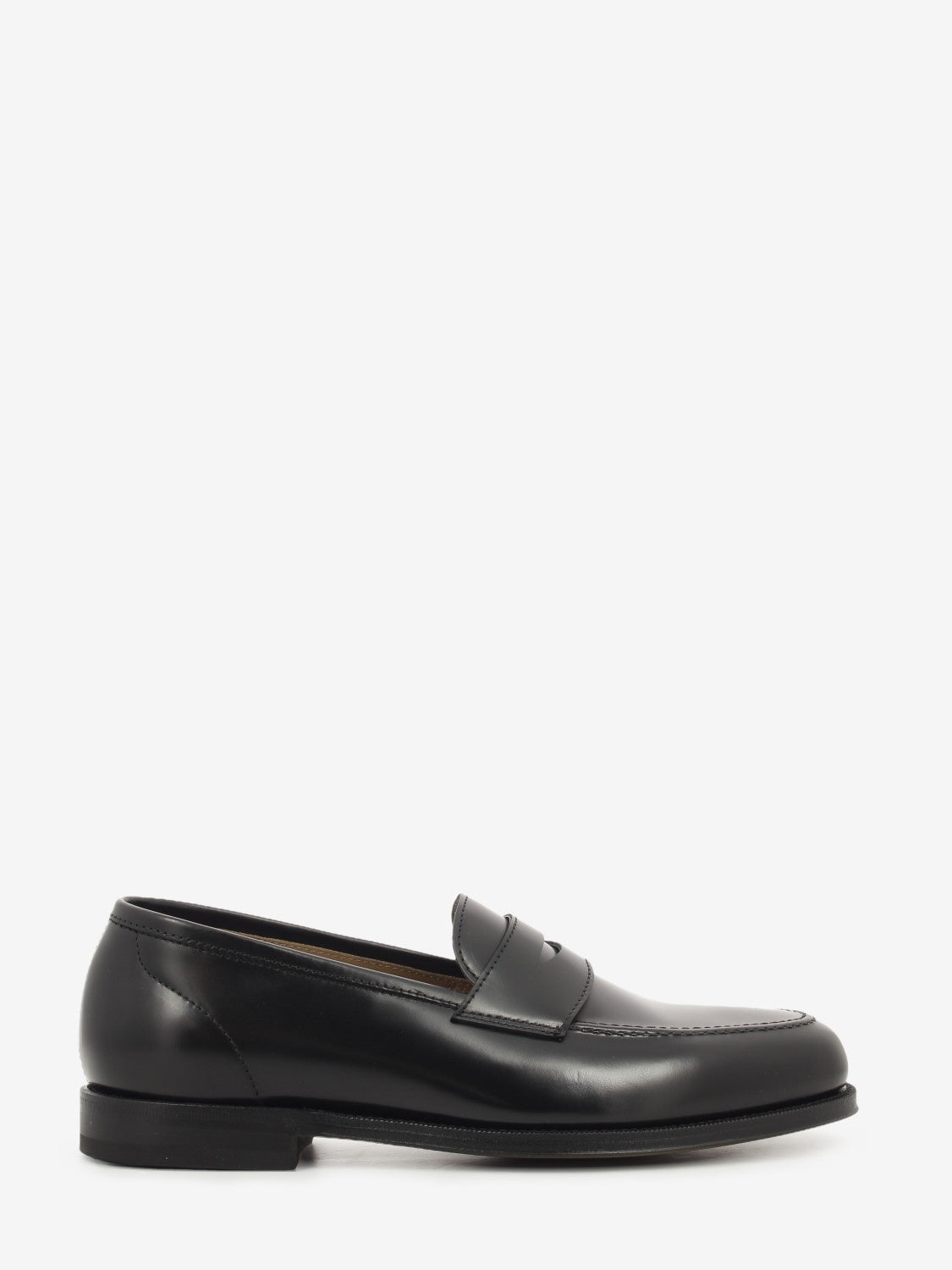 Black polished leather loafers