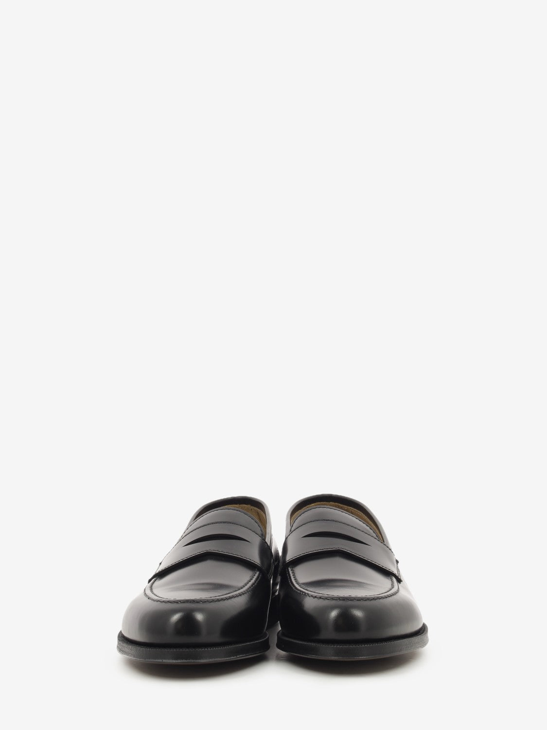 Black polished leather loafers