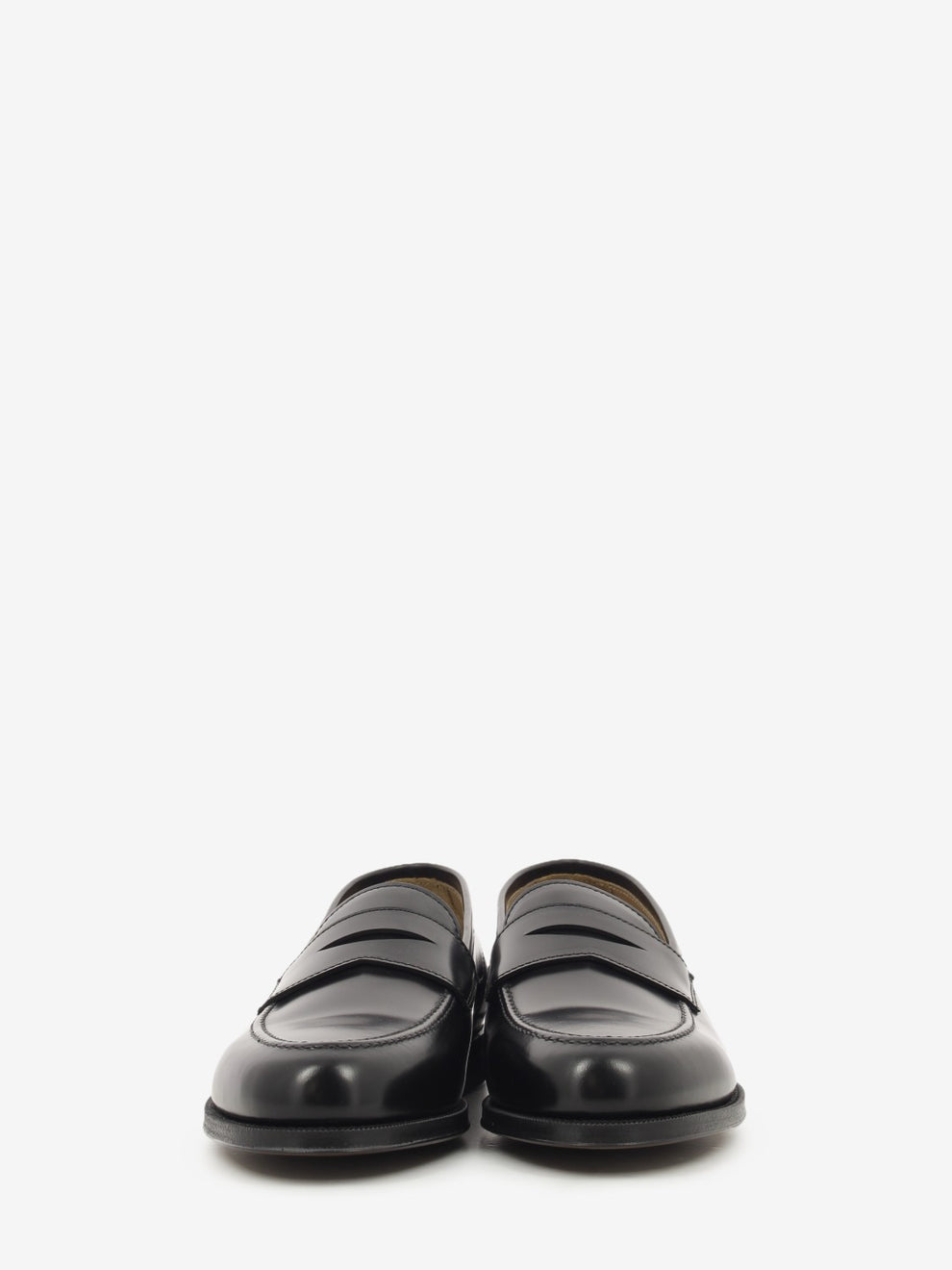 Black polished leather loafers