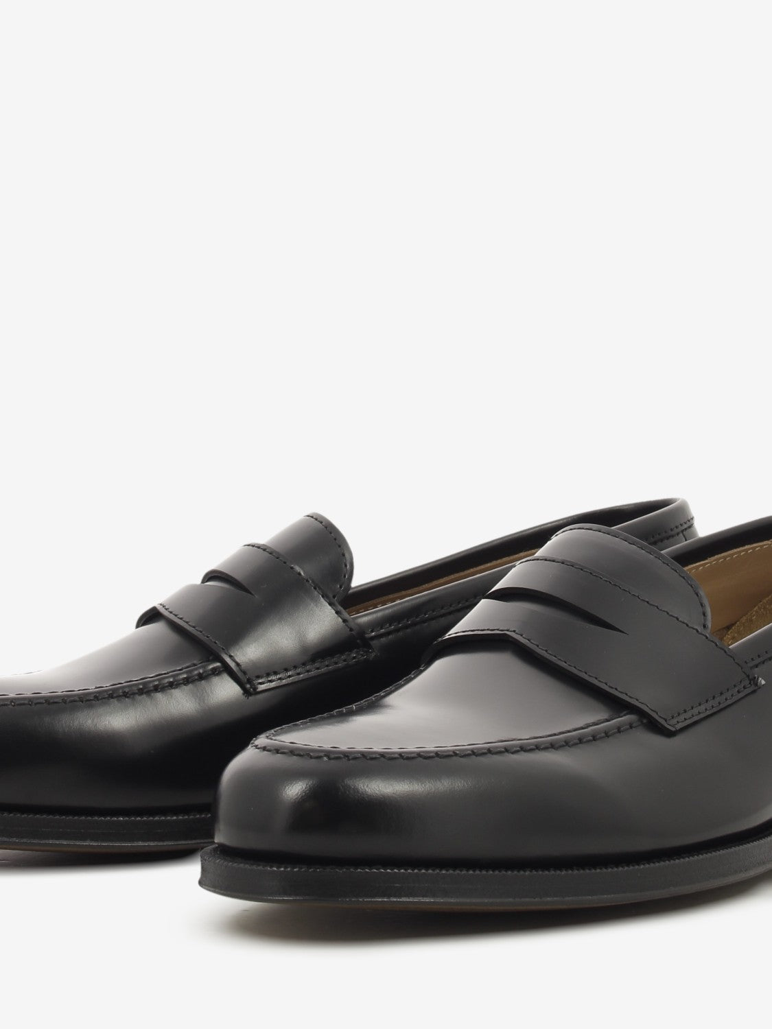 Black polished leather loafers