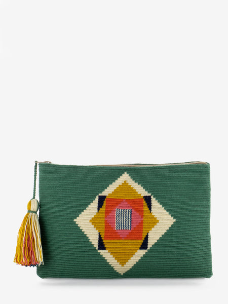 Clutch bag Vulture jade green / mustard