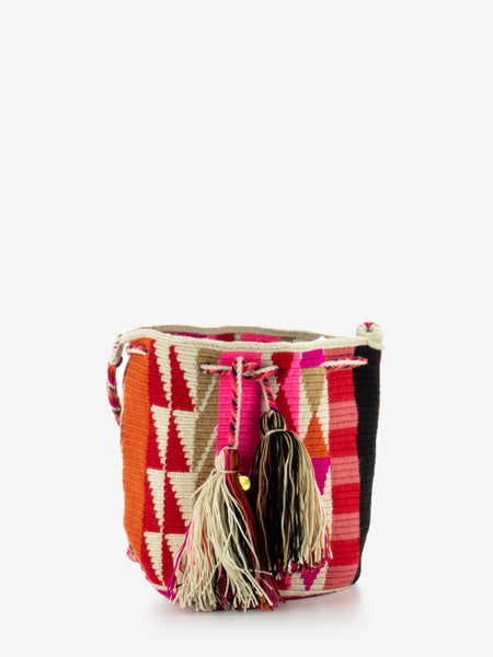 Crossbody bag M Peacock beige / fuxia