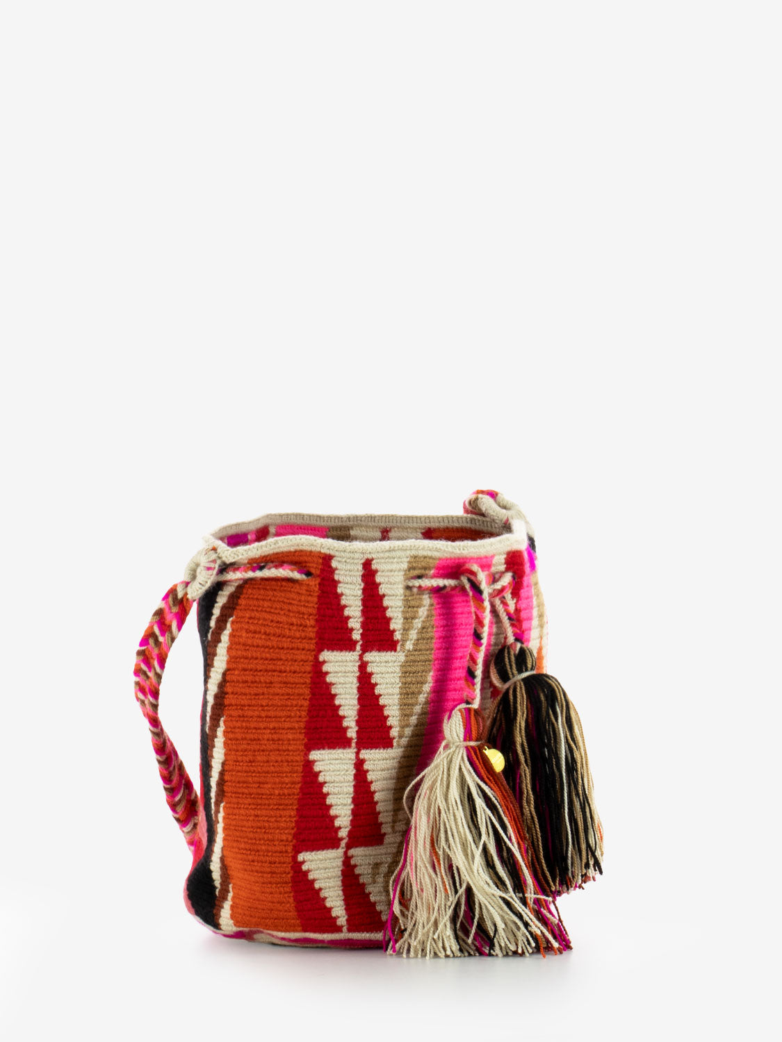 Crossbody bag M Peacock beige / fuxia