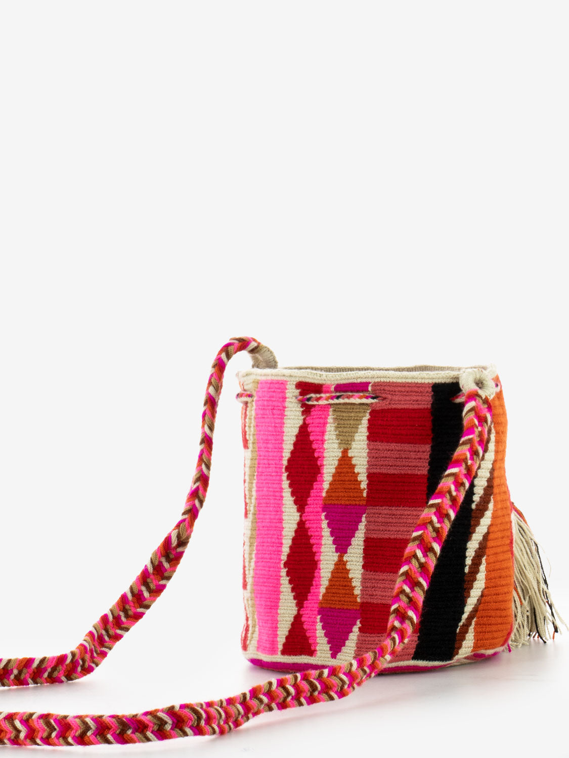 Crossbody bag M Peacock beige / fuxia