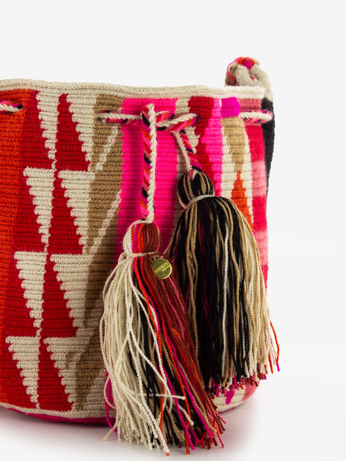 Crossbody bag M Peacock beige / fuxia