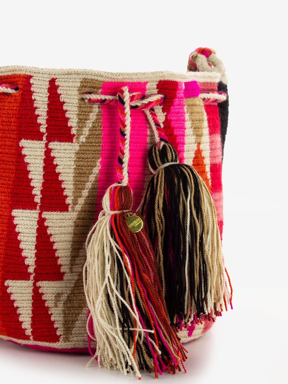 Crossbody bag M Peacock beige / fuxia