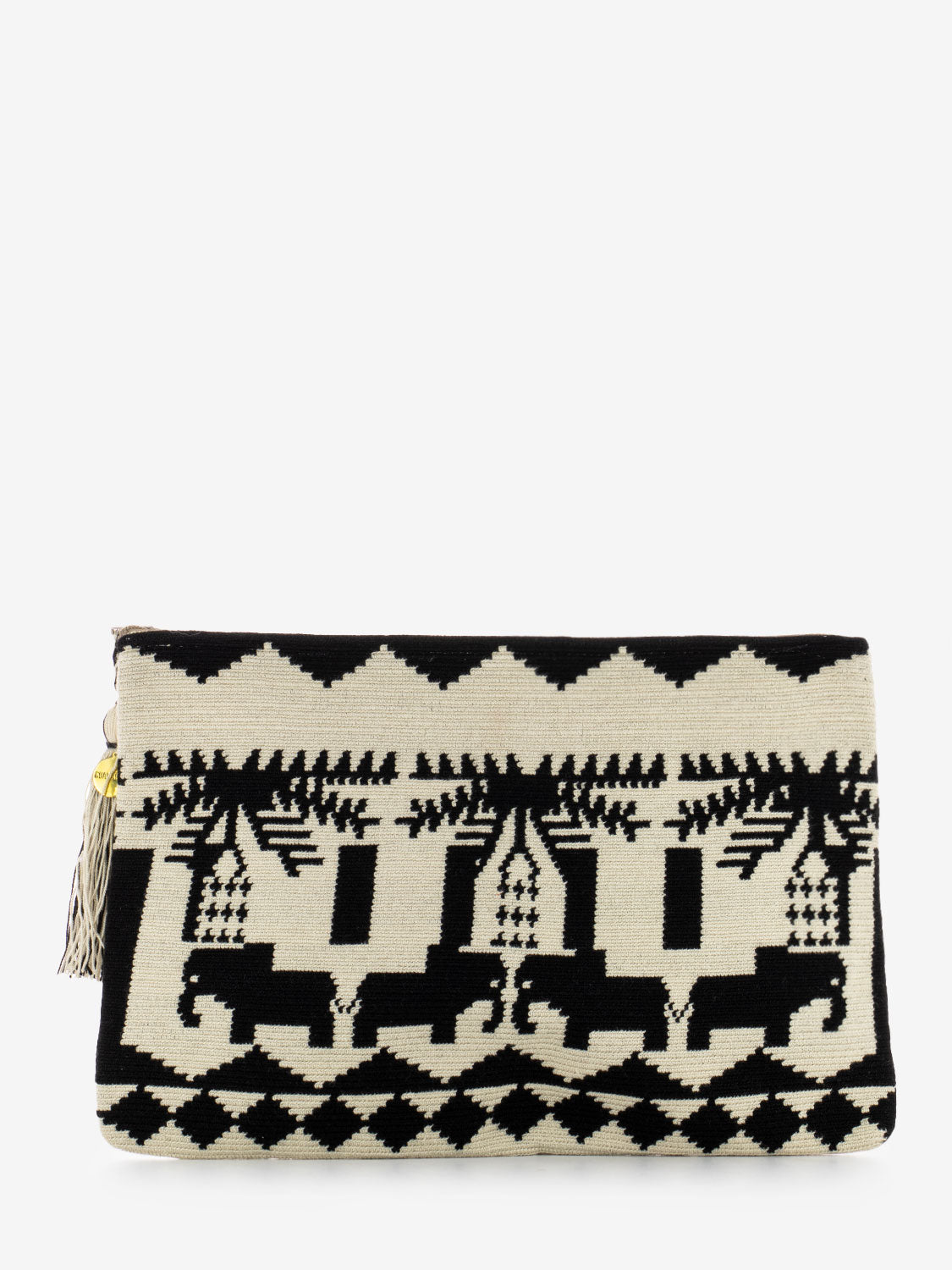 Large clutch bag Hawk black / beige