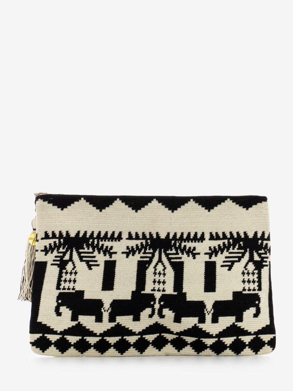 Large clutch bag Hawk black / beige
