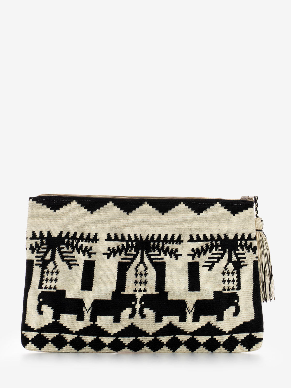 Large clutch bag Hawk black / beige