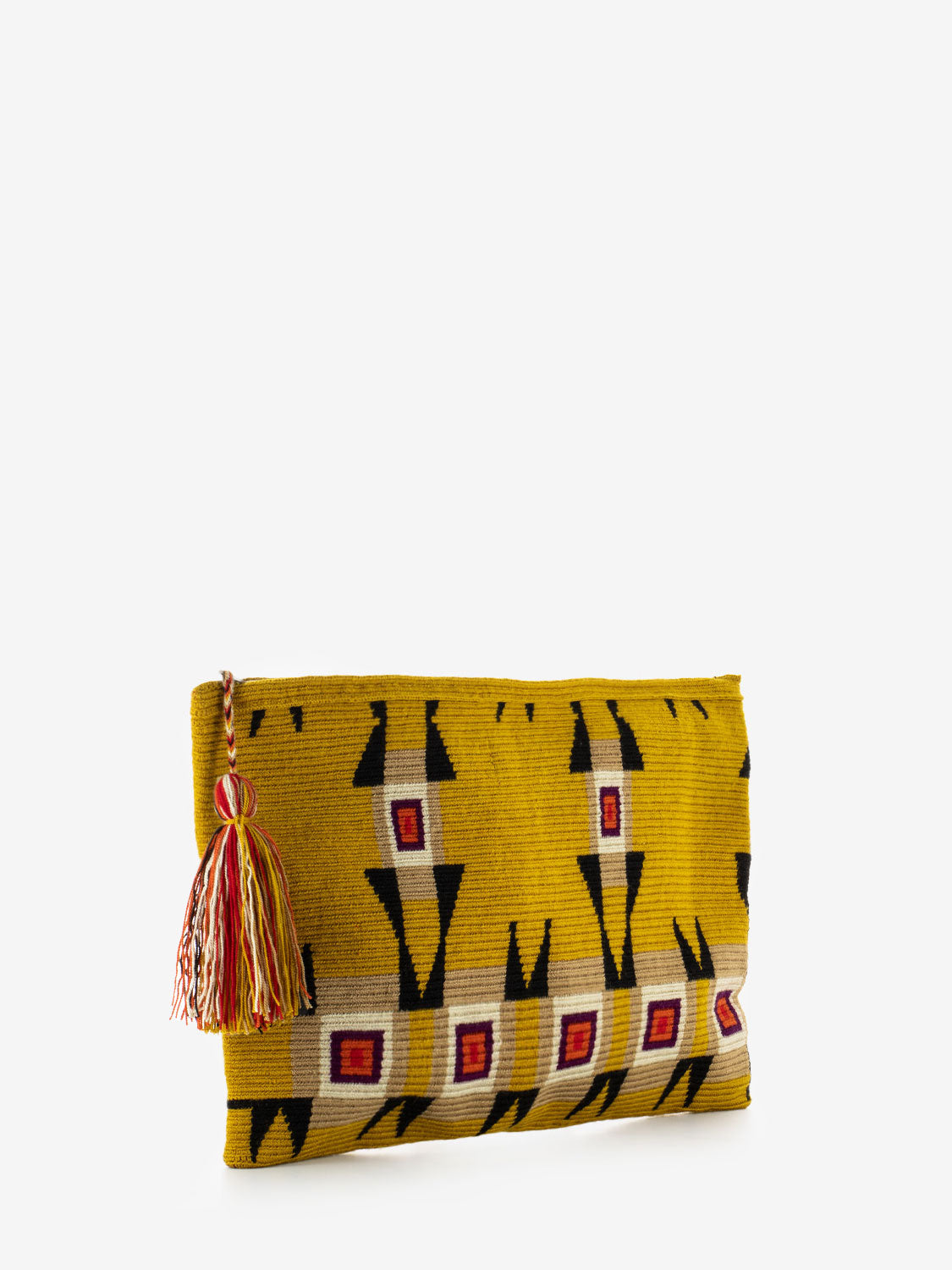 Large clutch bag Magpie mustard / burgundy