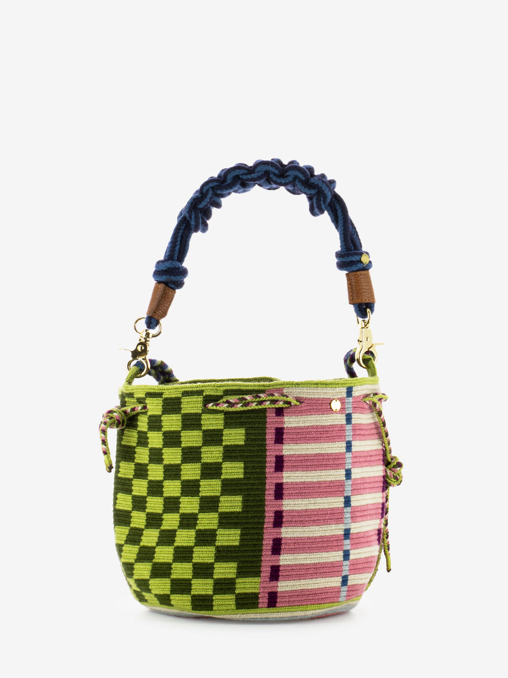 Mitra bag macramé strap pink /green