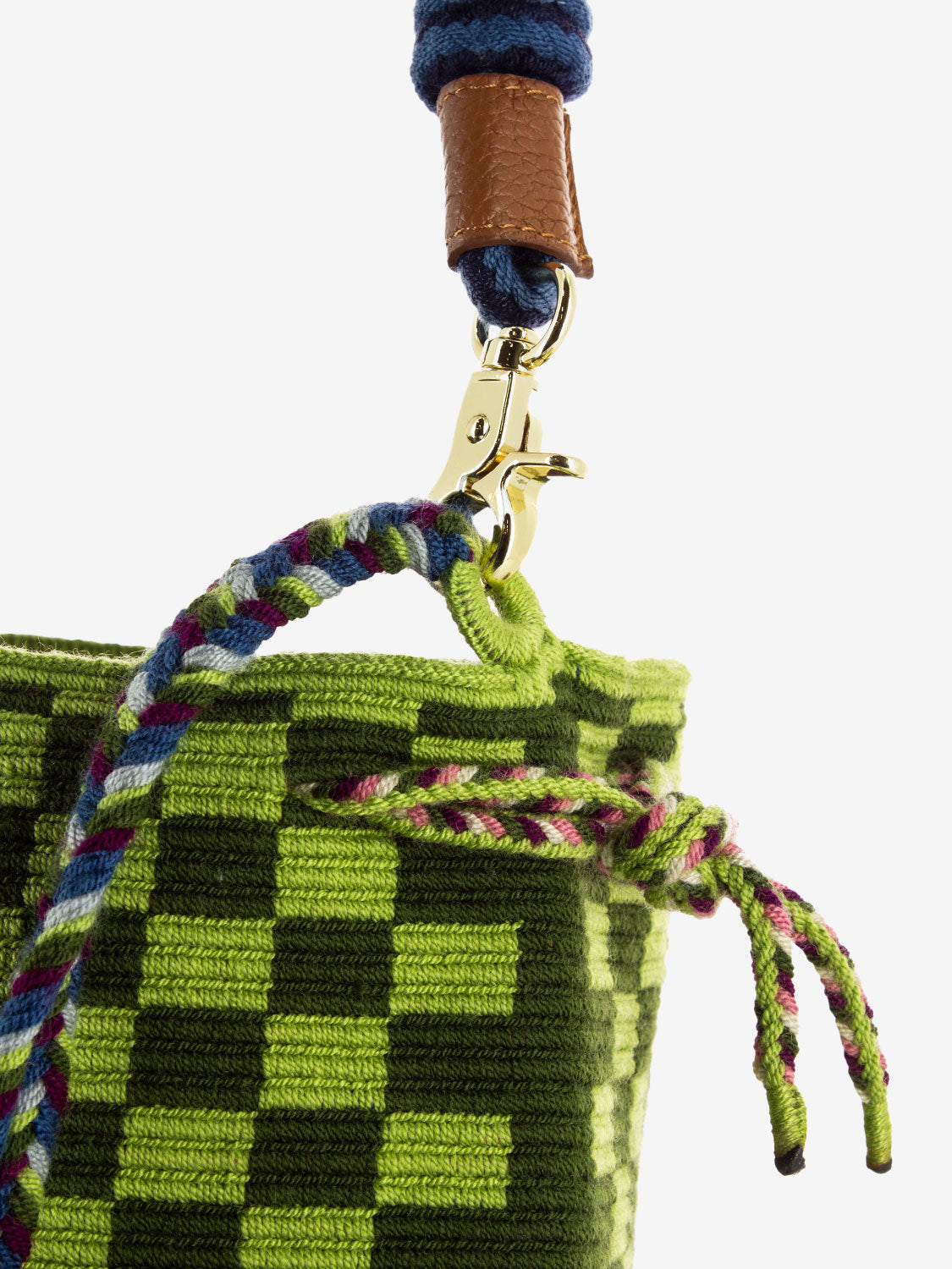 Mitra bag macramé strap pink /green