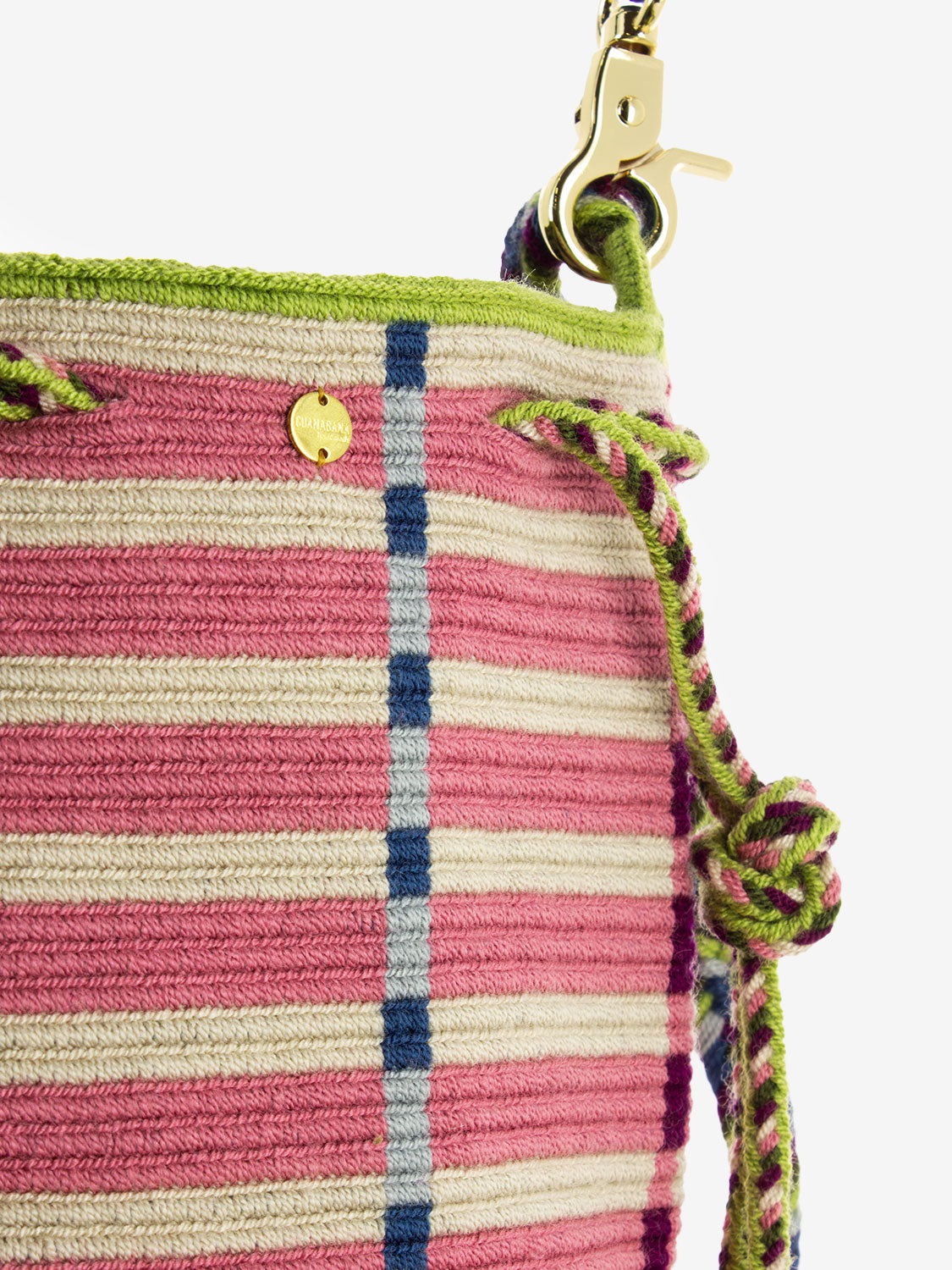 Mitra bag macramé strap pink /green