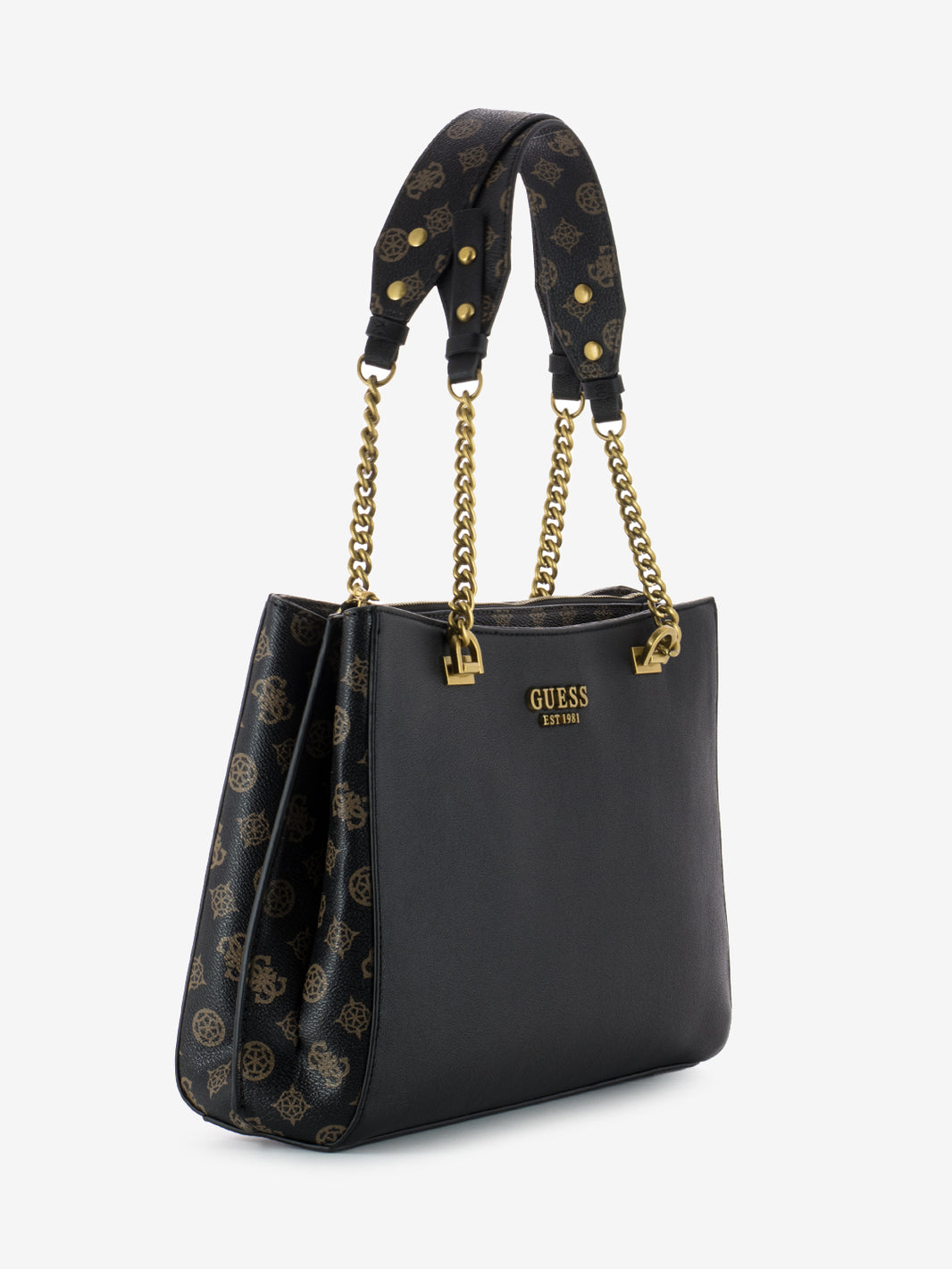 Fynna Girlfriend Carryall logo shoulder bag black / mocha