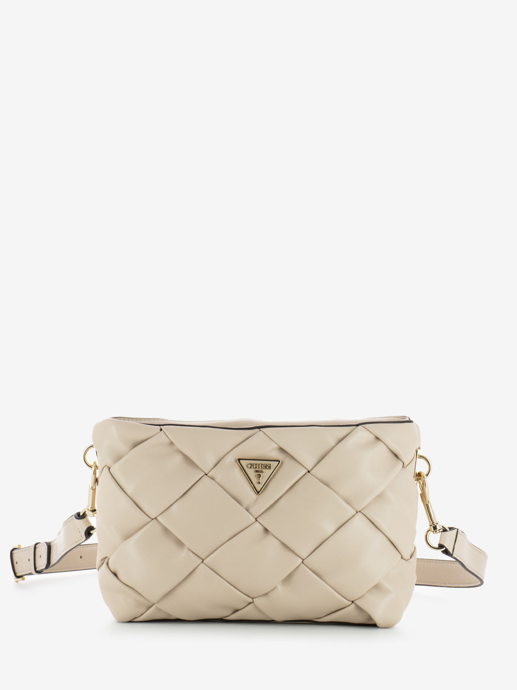 Top zip stone crossbody bag